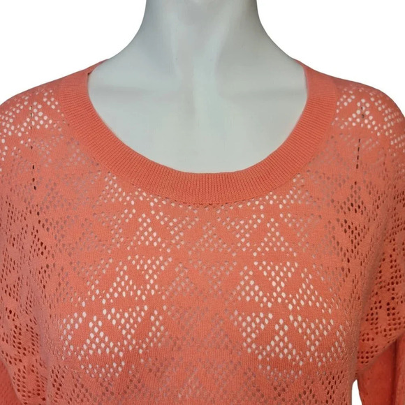 Madewell Coral Perforated Long Sleeve Top - Picture 6 of 7